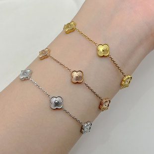 Statement Style Titanium Steel Clover Motif Tarnish-Resistant Bracelet, Wholesale, Best Seller