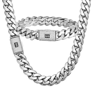 Stainless Steel Cubic Zirconia Men's Necklace