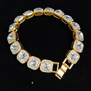 Alloy Cubic Zirconia Fully Paved Princess Cut Men's Necklace