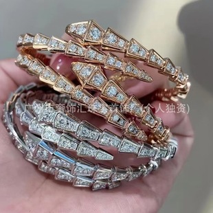 18K Gold-Plated on 925 Sterling Silver Fully Paved CZ Serpent Motif Bangle