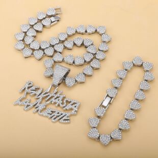 Alloy Cubic Zirconia Fully Paved Pendant Necklace, Best Seller