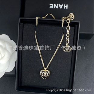 New Alloy Cubic Zirconia Heart Motif Necklace, Wholesale