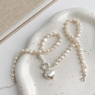 925 Sterling Silver Pearl Heart Motif Women's Necklace