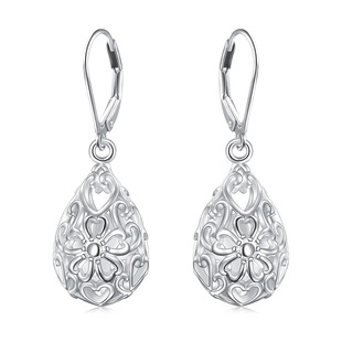 French Style Elegant Alloy Openwork Floral Motif Earrings, Best Seller