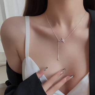 Light Luxury Niche Exquisite 925 Sterling Silver Cubic Zirconia Tassel Necklace