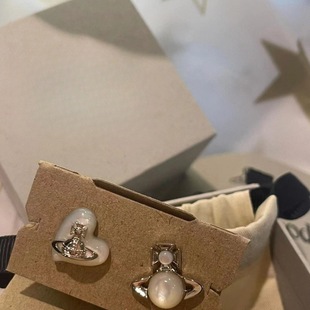 New Alloy Mother-of-Pearl Heart Motif Earrings