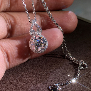 Alloy Cubic Zirconia Gourd Motif Four-Prong Setting Pendant Necklace, Best Seller