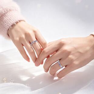 Light Luxury Instagram-Style Niche Alloy Enamel Floral Motif Couple Ring