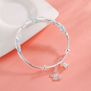 Light Luxury Versatile Alloy Engraved Butterfly Motif Bangle