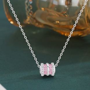Light Luxury Instagram-Style S999 Fine Silver Cubic Zirconia Necklace, Gift-Ready