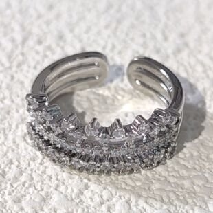 European-American Style Versatile Statement Alloy Cubic Zirconia Open Design Ring, Best Seller
