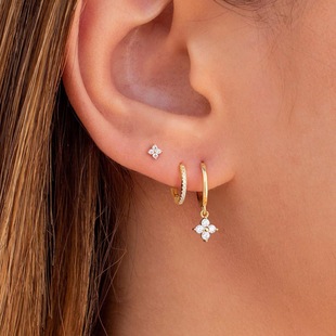 Premium Alloy Cubic Zirconia Floral Motif Earrings, Best Seller