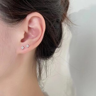 Korean Style Alloy Cubic Zirconia Micro-Pavé Clover Motif Earrings, Wholesale