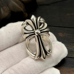 Statement Style 925 Sterling Silver Openwork Cross Motif Ring