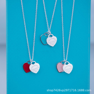 925 Sterling Silver Enamel Heart Motif Pendant Necklace