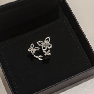 Versatile Niche Exquisite Alloy Cubic Zirconia Fully Paved Butterfly Motif Open Design Ring