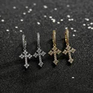 European-American Style Statement Alloy Cubic Zirconia Cross Motif Earrings, Best Seller