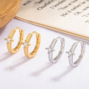 Light Luxury 18K Gold-Plated CZ Accented Earrings, Cross-Border Best Seller
