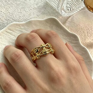 New Light Luxury Statement Alloy Openwork Open Design Couple Ring, Best Seller
