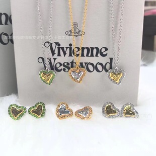 French Style Statement Alloy Cubic Zirconia Fully Paved Heart Motif Earrings