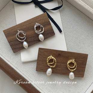 French Style 925 Sterling Silver Pearl Earrings