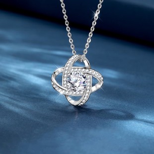 European-American Style 925 Sterling Silver Cubic Zirconia Fully Paved Clover Motif Pendant Necklace, Wholesale, Best Seller