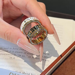 European-American Style Versatile Niche Titanium Steel Cubic Zirconia Couple Ring