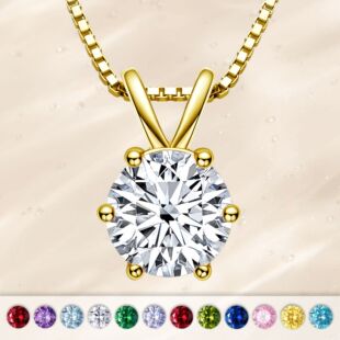 Light Luxury Minimalist Alloy Cubic Zirconia Six-Prong Setting Pendant Necklace, Best Seller