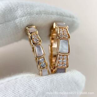 Designer-Inspired 18K Gold-Plated Fully Paved CZ Serpent Motif Carnelian Accent Mother-of-Pearl Accent Ring